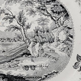 Picturesque Views "Newburg Hudson River New York" Black Transfer Staffordshire Platter LAM-4