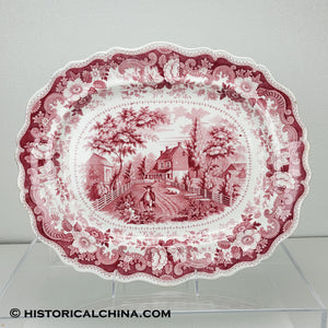 "The Residence of the Late Richard Jordan NJ" Pink Transfer Staffordshire Platter LAM-7