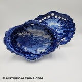 Circa 1825 Windsor Castle Pierced Work Staffordshire Transferware Basket & Tray LAM-14