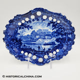 Circa 1825 Windsor Castle Pierced Work Staffordshire Transferware Basket & Tray LAM-14