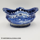 Circa 1825 Windsor Castle Pierced Work Staffordshire Transferware Basket & Tray LAM-14
