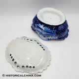 Circa 1825 Windsor Castle Pierced Work Staffordshire Transferware Basket & Tray LAM-14