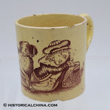 Circa 1820 Spaniel Dog & Child w/ Drum Staffordshire Transfer Child's Mug LAM-18