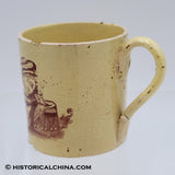 Circa 1820 Spaniel Dog & Child w/ Drum Staffordshire Transfer Child's Mug LAM-18