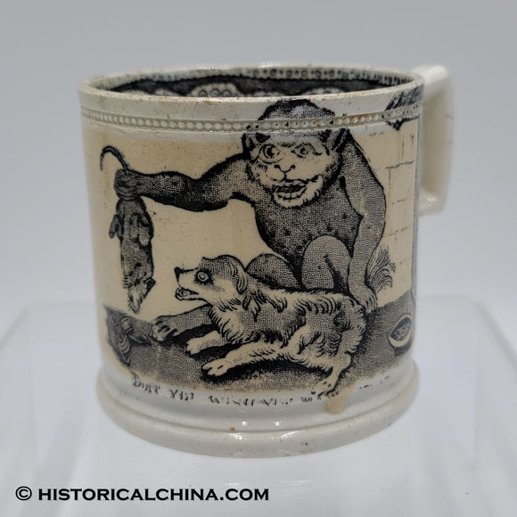 Monkey, Dog, & Rat Scene Transfer Staffordshire Childrens Mug LAM-20
