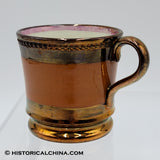 "George" Copper + Pink Luster Staffordshire Child's Mug Circa 1840 LAM-21