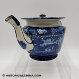 Castle Toward by J. Hall & Sons Blue Staffordshire Transfer Teapot LAM-24