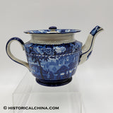 Castle Toward by J. Hall & Sons Blue Staffordshire Transfer Teapot LAM-24