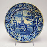 Octagon Church Footed Compote Historical Blue Staffordshire Ridgway Beauties AmericaZAM-186