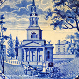 Octagon Church Footed Compote Historical Blue Staffordshire Ridgway Beauties AmericaZAM-186