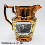 "The Hero of New Orleans" Staffordshire Canary Yellow & Copper Lustre "General Jackson" Transfer Pitcher Circa 1830 LAM-32