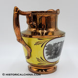 "The Hero of New Orleans" Staffordshire Canary Yellow & Copper Lustre "General Jackson" Transfer Pitcher Circa 1830 LAM-32