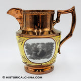 "The Hero of New Orleans" Staffordshire Canary Yellow & Copper Lustre "General Jackson" Transfer Pitcher Circa 1830 LAM-32
