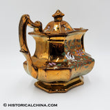 Circa 1840 Copper Luster Ceramic Hand Painted English Teapot LAM-33