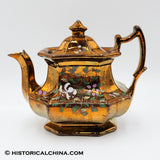 Circa 1840 Copper Luster Ceramic Hand Painted English Teapot LAM-33