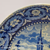 Octagon Church Footed Compote Historical Blue Staffordshire Ridgway Beauties AmericaZAM-186