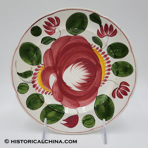 Staffordshire Decorative Art Hand Painted "Cabbage Rose" Plate LAM-36