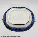 "Fruit" by Stubbs Dark Blue Staffordshire Transfer Reticulated Cut Basket & Tray LAM-40