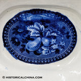 "Fruit" by Stubbs Dark Blue Staffordshire Transfer Reticulated Cut Basket & Tray LAM-40