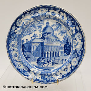 Circa 1835 Staffordshire Transferware Historic Boston State House Plate LAM-43