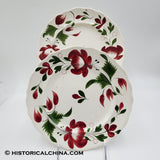 4 Early "Adams Rose" Staffordshire Ceramic Plates Hand Made & Decorated in 1830! LAM-47