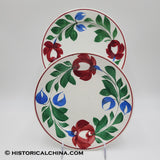 Pair of Late "Adams Rose" Staffordshire Hand Painted Plates Circa 1860 LAM-46