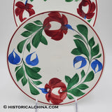 Pair of Late "Adams Rose" Staffordshire Hand Painted Plates Circa 1860 LAM-46