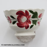 Set of 6 GORGEOUS Scalloped Rim Cups & Saucers "Early Adams Rose" Circa 1825 LAM-54