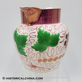 Hand Decorated English 19th Century Ceramic Grape Vine Motif Pink Luster Pitcher LAM-56