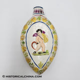 Circa 1810 "Farming Cherub" English Ceramic Pearlware Flask Handmade LAM-55