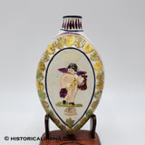 Circa 1810 "Farming Cherub" English Ceramic Pearlware Flask Handmade LAM-55