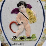 Circa 1810 "Farming Cherub" English Ceramic Pearlware Flask Handmade LAM-55