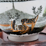 Antique English Ceramic Salopian Cup & Saucer w/ Deer & Cottage Circa 1820 LAM-57