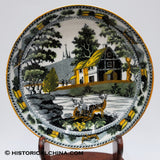 Antique English Ceramic Salopian Cup & Saucer w/ Deer & Cottage Circa 1820 LAM-57