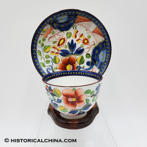 Guady Dutch "Single Rose" Hand Painted Cup & Saucer from 1820 LAM-58