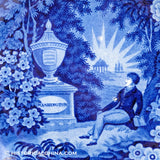Lafayette at Washington's Tomb Beaded Rim Bowl Historical Blue Staffordshire ZAM-14