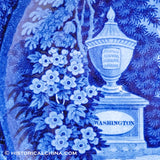 Lafayette at Washington's Tomb Beaded Rim Bowl Historical Blue Staffordshire ZAM-14