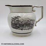 Staffordshire So Called "Quincy Railroad" Creamware Pitcher w/ Horse Pulled Train Cars LAM-63