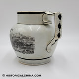 Staffordshire So Called "Quincy Railroad" Creamware Pitcher w/ Horse Pulled Train Cars LAM-63
