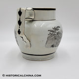 Staffordshire So Called "Quincy Railroad" Creamware Pitcher w/ Horse Pulled Train Cars LAM-63