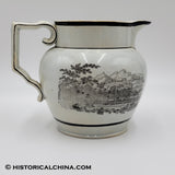 Staffordshire So Called "Quincy Railroad" Creamware Pitcher w/ Horse Pulled Train Cars LAM-63