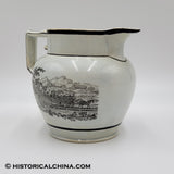 Staffordshire So Called "Quincy Railroad" Creamware Pitcher w/ Horse Pulled Train Cars LAM-63