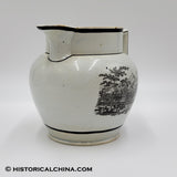 Staffordshire So Called "Quincy Railroad" Creamware Pitcher w/ Horse Pulled Train Cars LAM-63