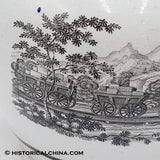 Staffordshire So Called "Quincy Railroad" Creamware Pitcher w/ Horse Pulled Train Cars LAM-63