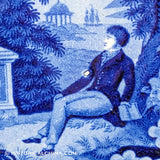 Lafayette at Washington's Tomb Beaded Rim Bowl Historical Blue Staffordshire ZAM-14