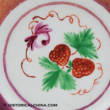 Hand Painted Pink Luster Staffordshire "Strawberry" Child's Cup Plate LAM-69