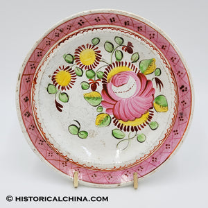 200 YEARS OLD Beautiful Hand Painted Staffordshire "Queens Rose" Dessert Plate LAM-70