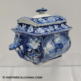 Quadrepeds Tibetan Musket Deer Sugar Bowl Ceramic Staffordshire Transferware LAM-73