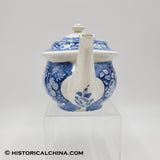 State House Hartford Blue Transfer Staffordshire Teapot Circa 1825 LAM-74