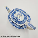 State House Hartford Blue Transfer Staffordshire Teapot Circa 1825 LAM-74